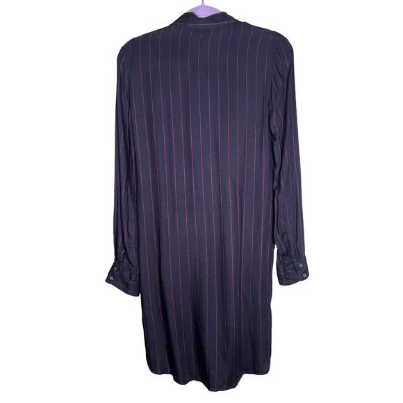 Y2K Express Women's Pinstripe Collared Drape Button Down Dress / Size XS - Picture 3 of 6